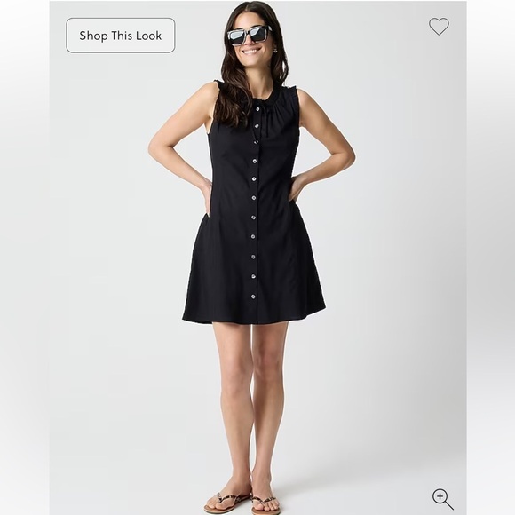 J. Crew Dresses & Skirts - J Crew black ruffle tie neck mini dress regenerative cotton size 10 new